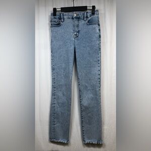 Good American Straight Blue Added Panel Seam Stretch Jeans GLCI382T Size 2/26